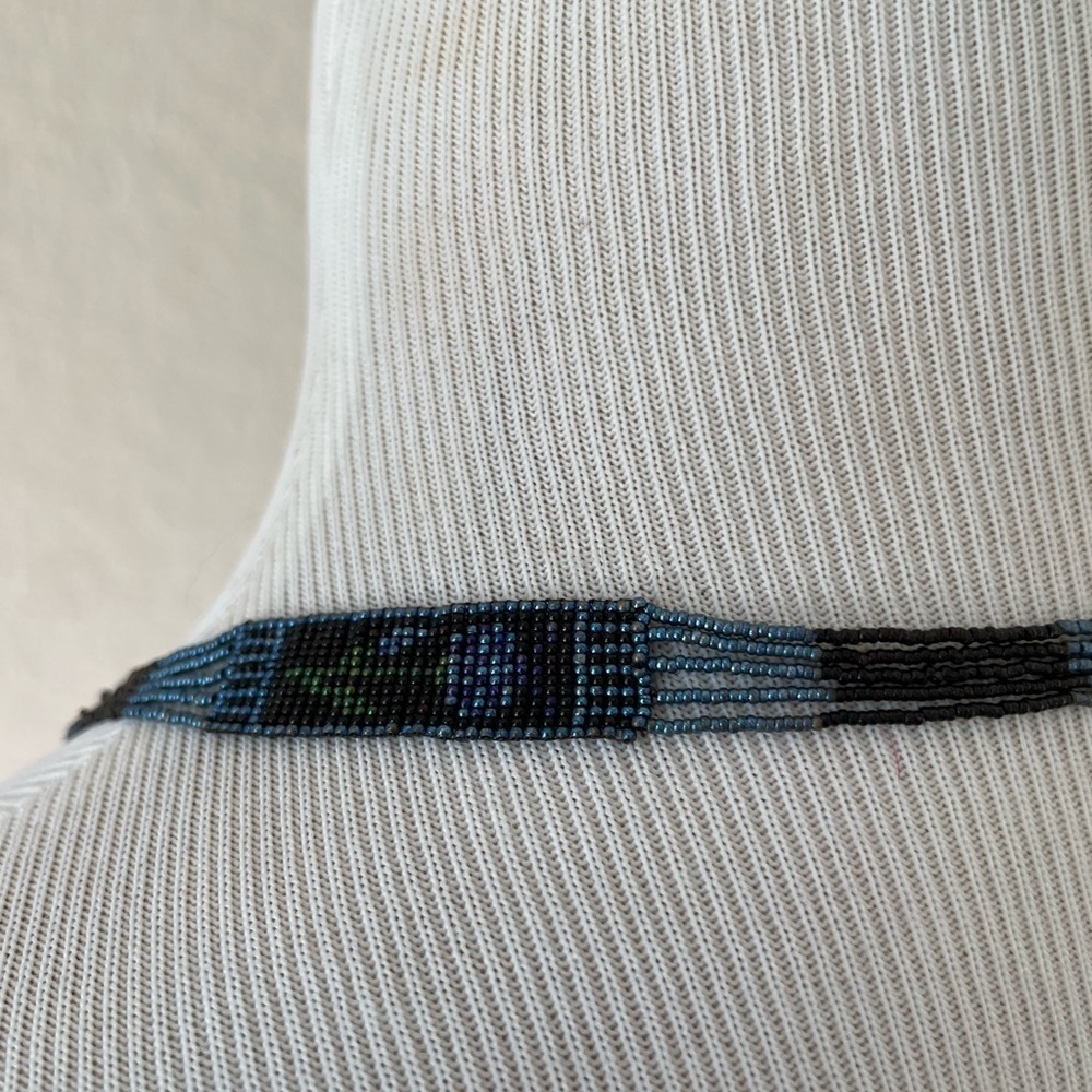 Antique 1920s Flapper Art Deco‎ Micro Beaded Necklace with Butterfly - Picture 7 of 10